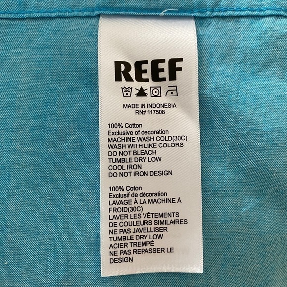 NWT REEF Sky Blue Short Sleeve Collared Shirt Men M Medium - Picture 7 of 8